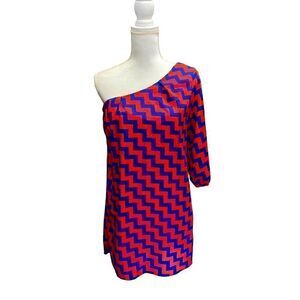 Cocolove Chevron One Shoulder Lined Mini Dress Women’s Size Small